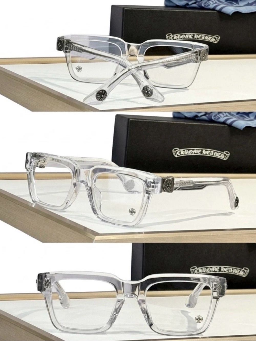 Chrome Hearts Clear Transparent Blue Light Frame Glasses
